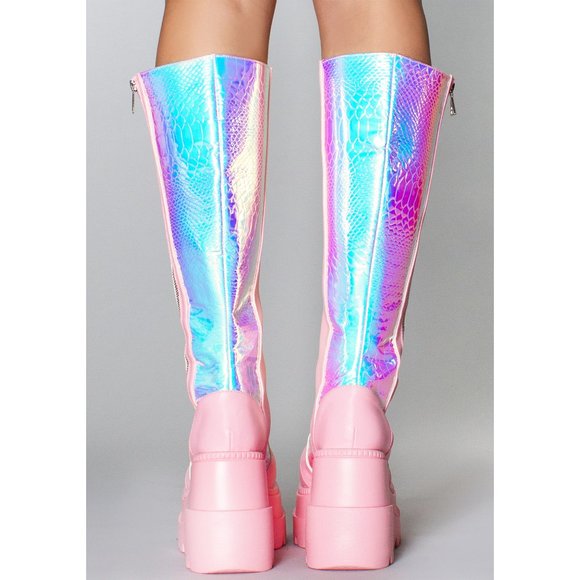 LASR Pink Poison Hi Platform Boots - Picture 3 of 8